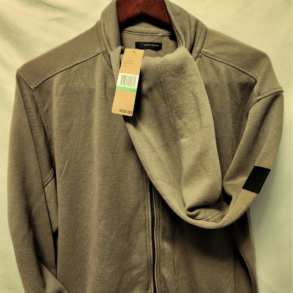 NWT Men Large sweater jacket DKNY Green Full Zip closure V434000S DISCOUNT SHIP! - Picture 2 of 5